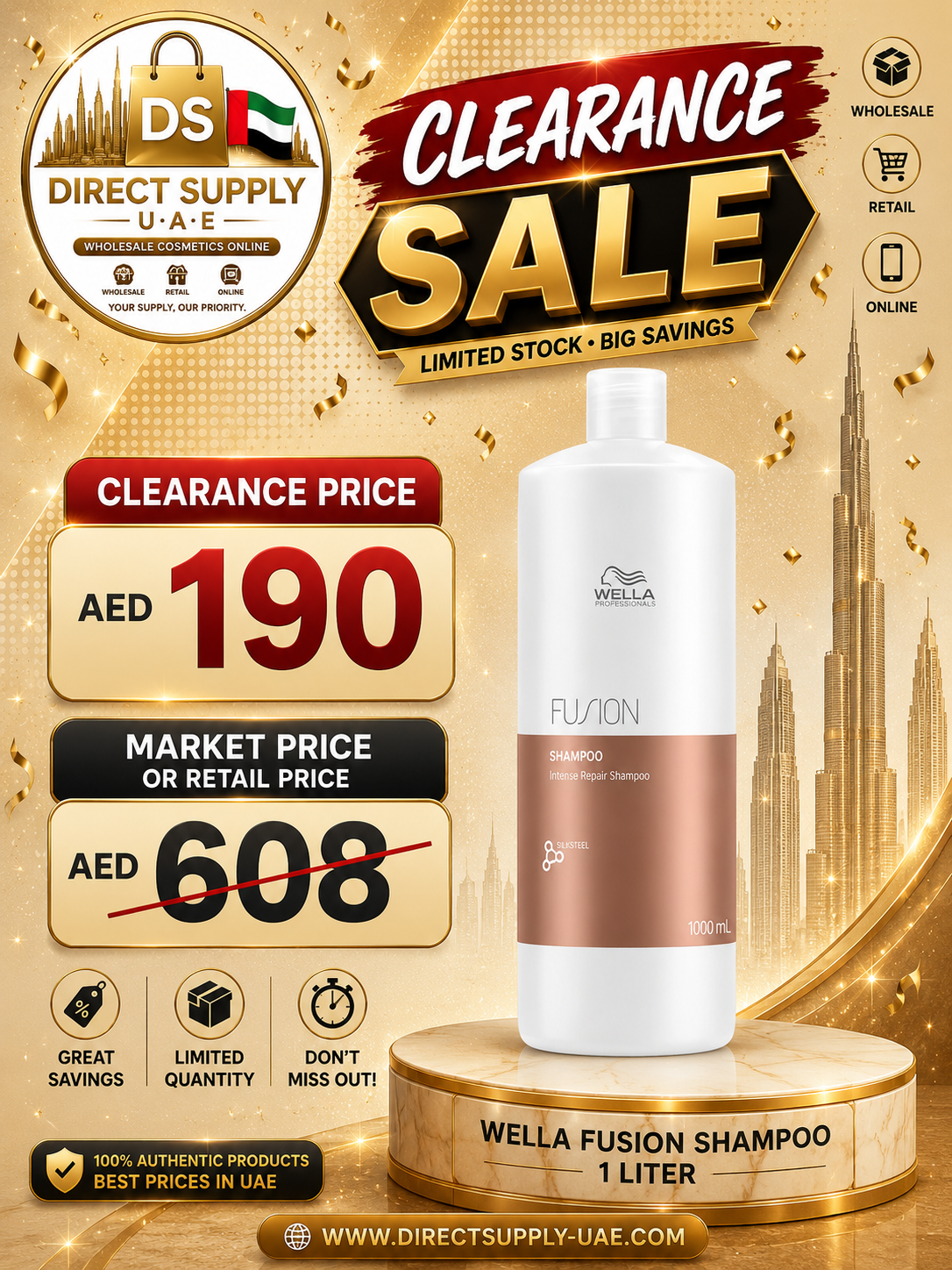 Wella Professionals Fusion Intense Repair Shampoo 1L (CLEARANCE)