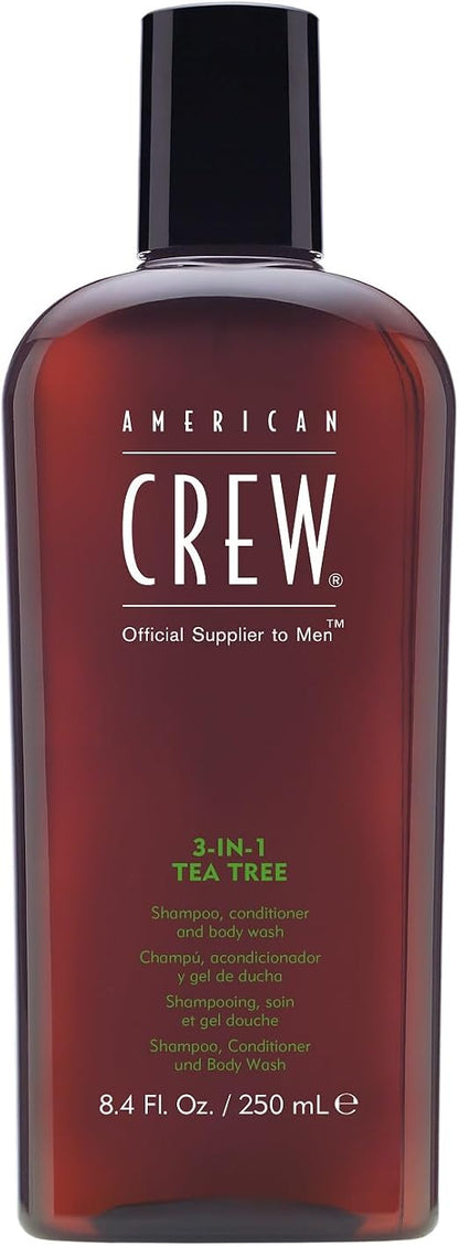 AMERICAN CREW Travel-Kit for Men: 3-in-1 Care Shampoo, Conditioner & Shower Gel (100 ml), Precision Shave Gel (50 ml) and Fibre Hair Wax with Strong Hold (50 g) for Hair and Body Care (CLEARANCE)