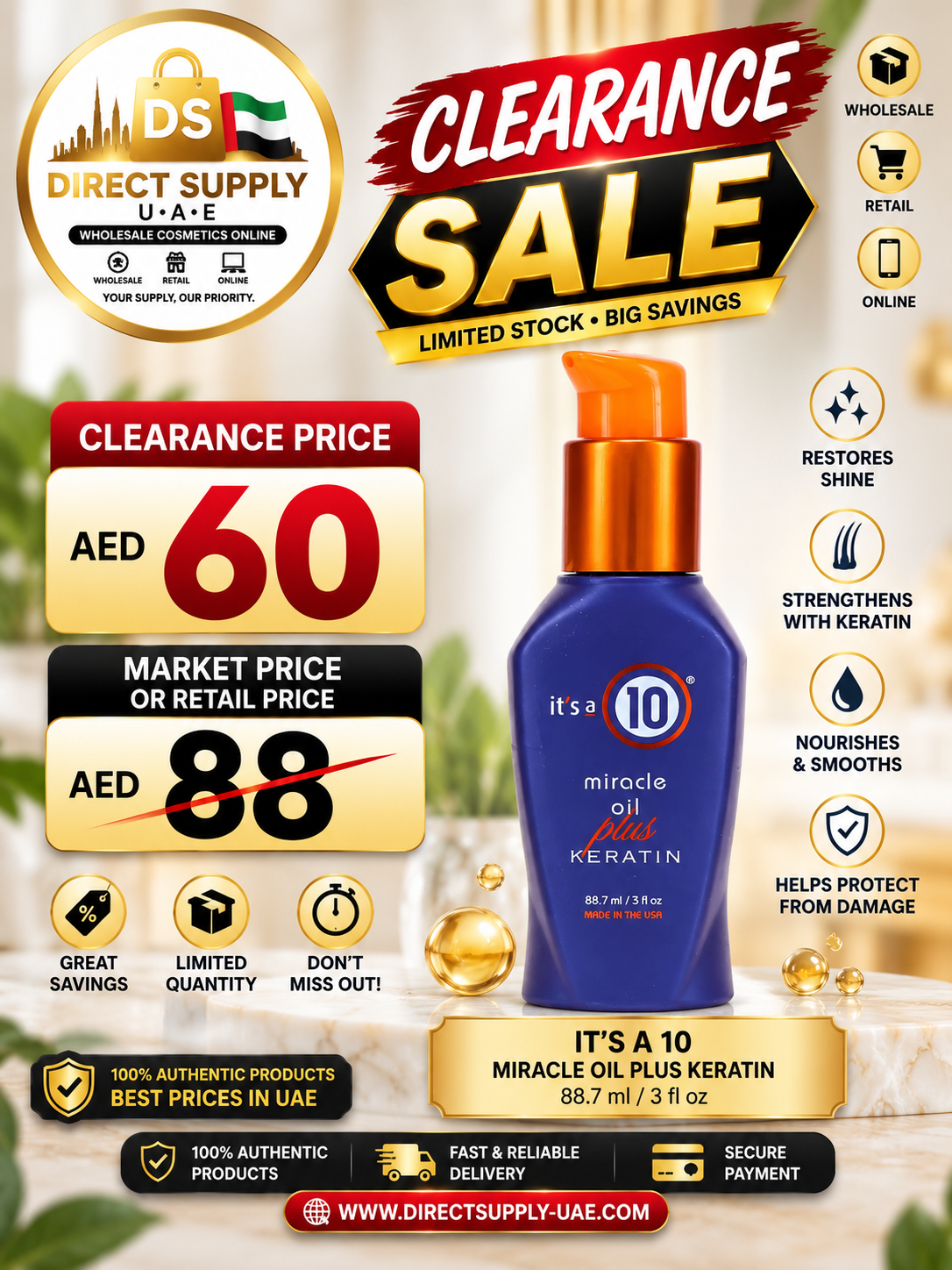 It's a 10 Miracle Oil Plus Keratin