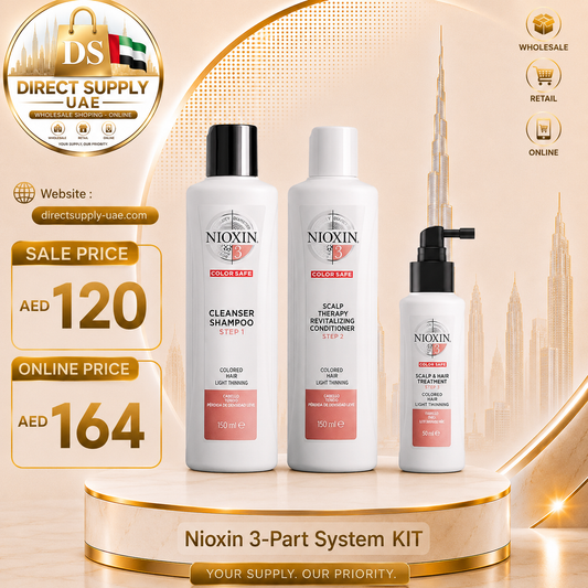 Nioxin 3-Part System | System 3 | Coloured Hair with Light Thinning Hair Treatment | Scalp Therapy | Hair Thickening Treatment | Trial Kit